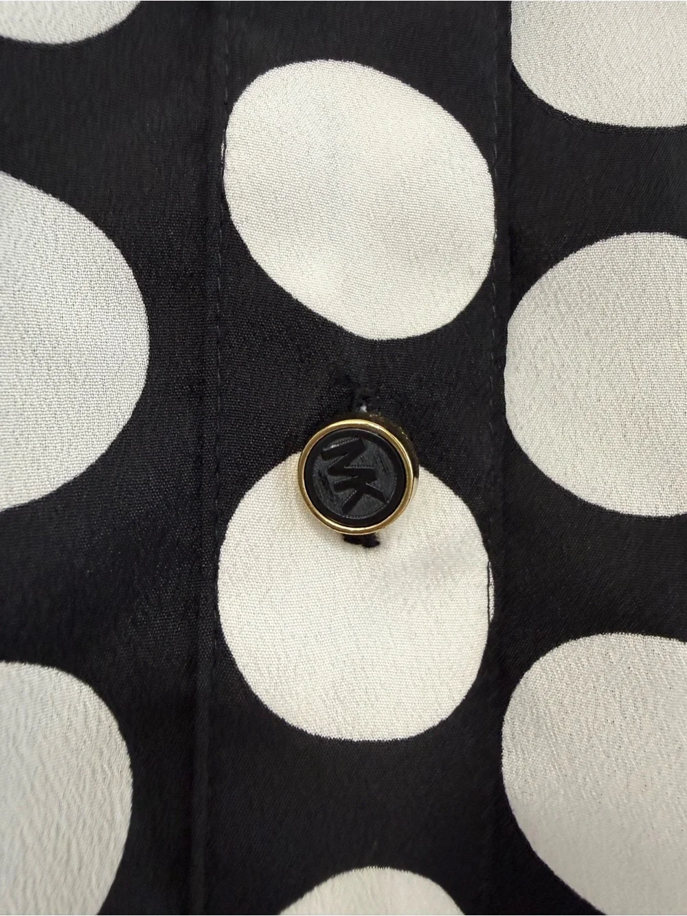 Michael Kors Black Button-Down Shirt with White Polka Dots